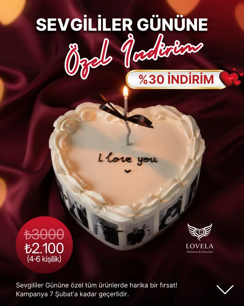 Siyah Beyaz Fotoğraflı Kalp Pasta